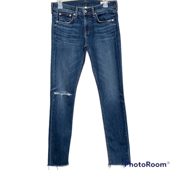 Rag & Bone Dre Skinny Boyfriend Distressed Jean with Raw Hem Size 26 - Picture 1 of 10